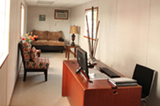 office interior of converted shipping container
