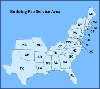map of services area fro Building Pro Modular Buildings and office trailers